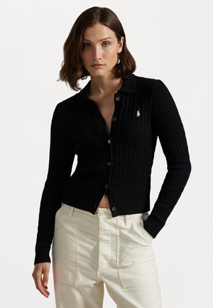 WIMBLEDON CABLE SHORTSLEEVE CARDIGAN - Kardigan - black