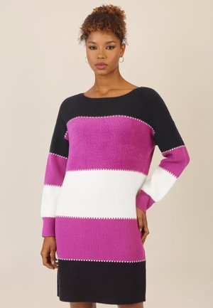 COLORBLOCKING  - Strickkleid - schwarz-lila-creme