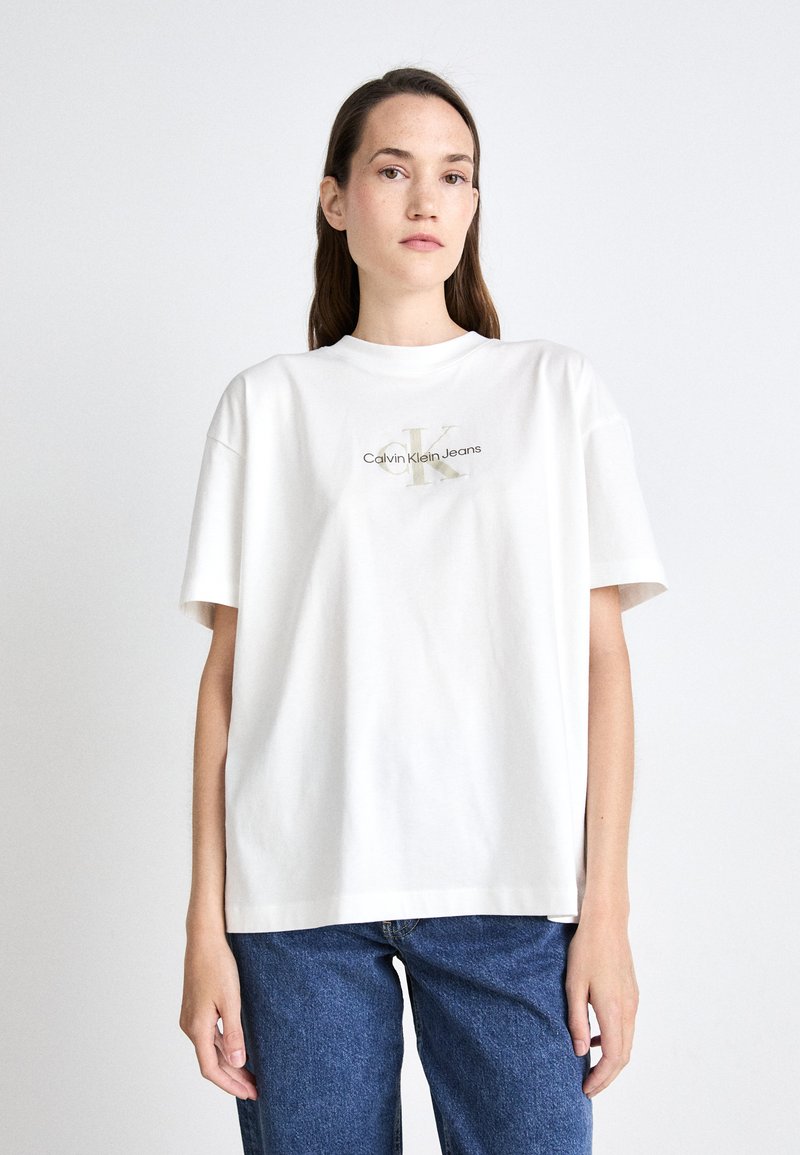 Calvin Klein Jeans MONOLOGO - T-shirt con stampa - bright white