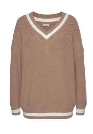 V-AUSSCHNITT - Maglione - camelfarben