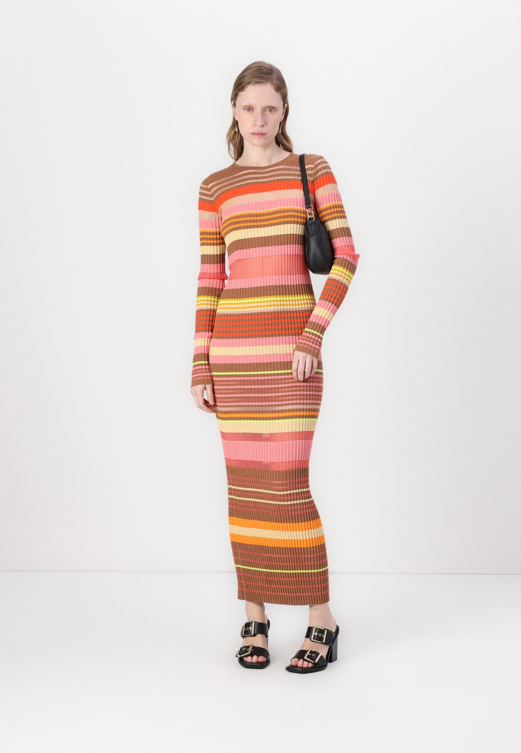 Pinko SASSOLUNGO ABITO RAINBOW - Vestito lungo - pink/brown