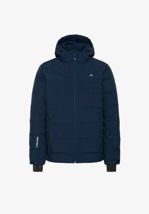 Tumesinine puffer-jakk, millel on kapuuts, lukuga eesosa ja elastsed mansetid. Omab tikandit, kahte küljetaskut ja logo rinnal.