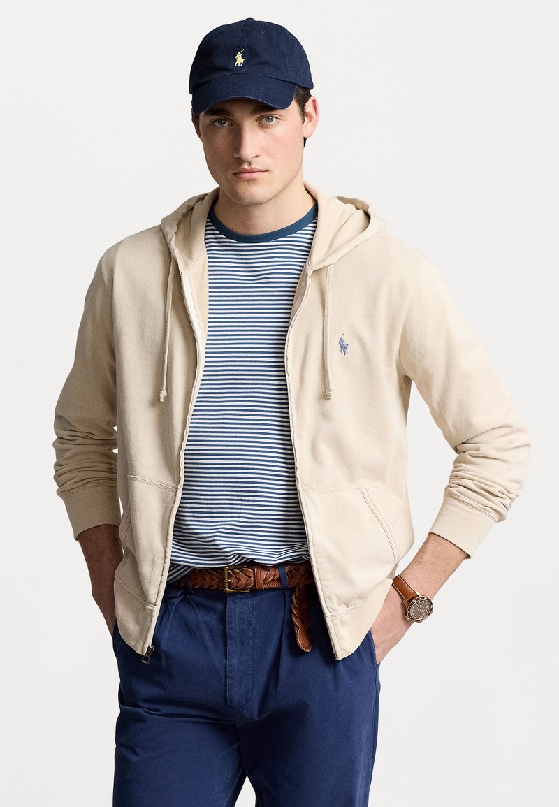 Polo Ralph Lauren SPA TERRY FULL ZIP HOODIE - Cipzáras pulóver - khaki stone
