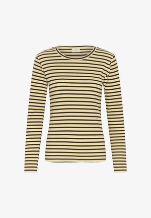 Kaffe, KALIDDY PLAIN STRIPE T-SHIRT - Longsleeve - sunlight coffee bean stripe