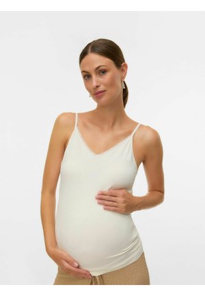 TANK ENG ANLIEGEND V-AUSSCHNITT VERSTELLBARE TRÄGER TOP - Top - snow white