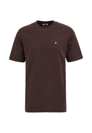 WE Fashion, T-Shirt basic - dark brown