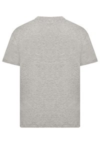 Grijze t-shirt met korte mouwen en ronde hals. Gemaakt van een gestructureerde stof, met een eenvoudig, onversierd ontwerp aan de achterkant.