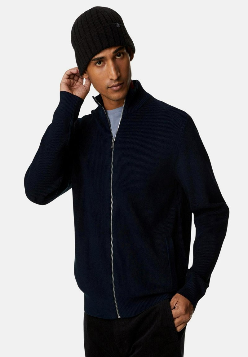 Marks & Spencer COTTON BLEND ZIP UP - Chaqueta de punto - navy/azul marino