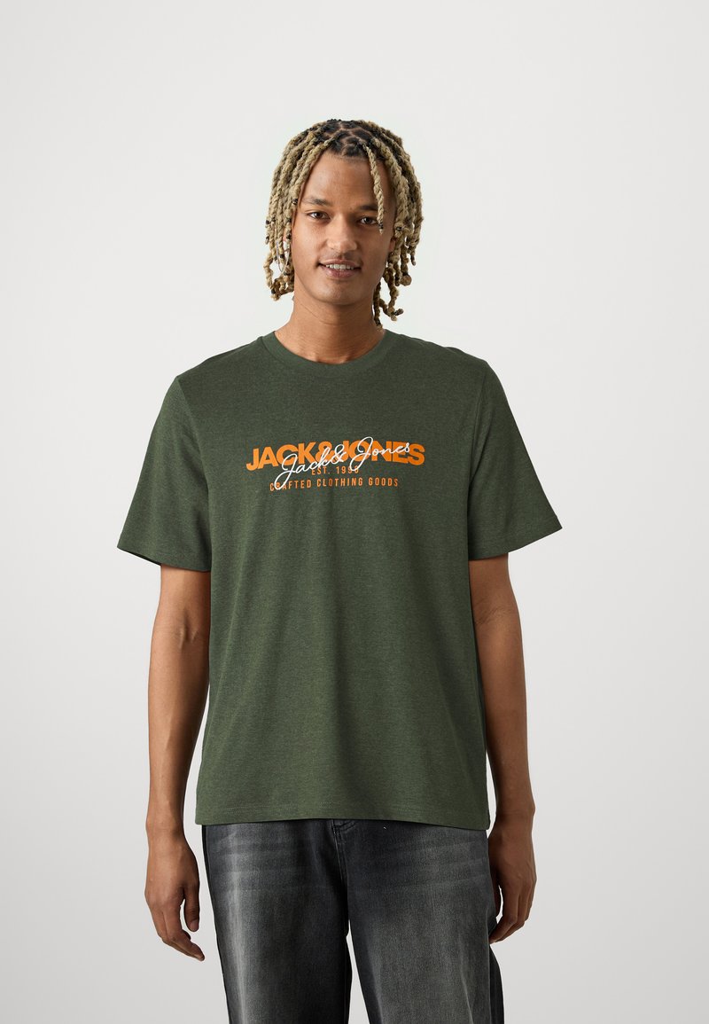 JACK & JONES Herren Joseph Fünferpack T-Shirts Marineblau / Weiß / Grau / Staubiges Olivgrün / Schwarz