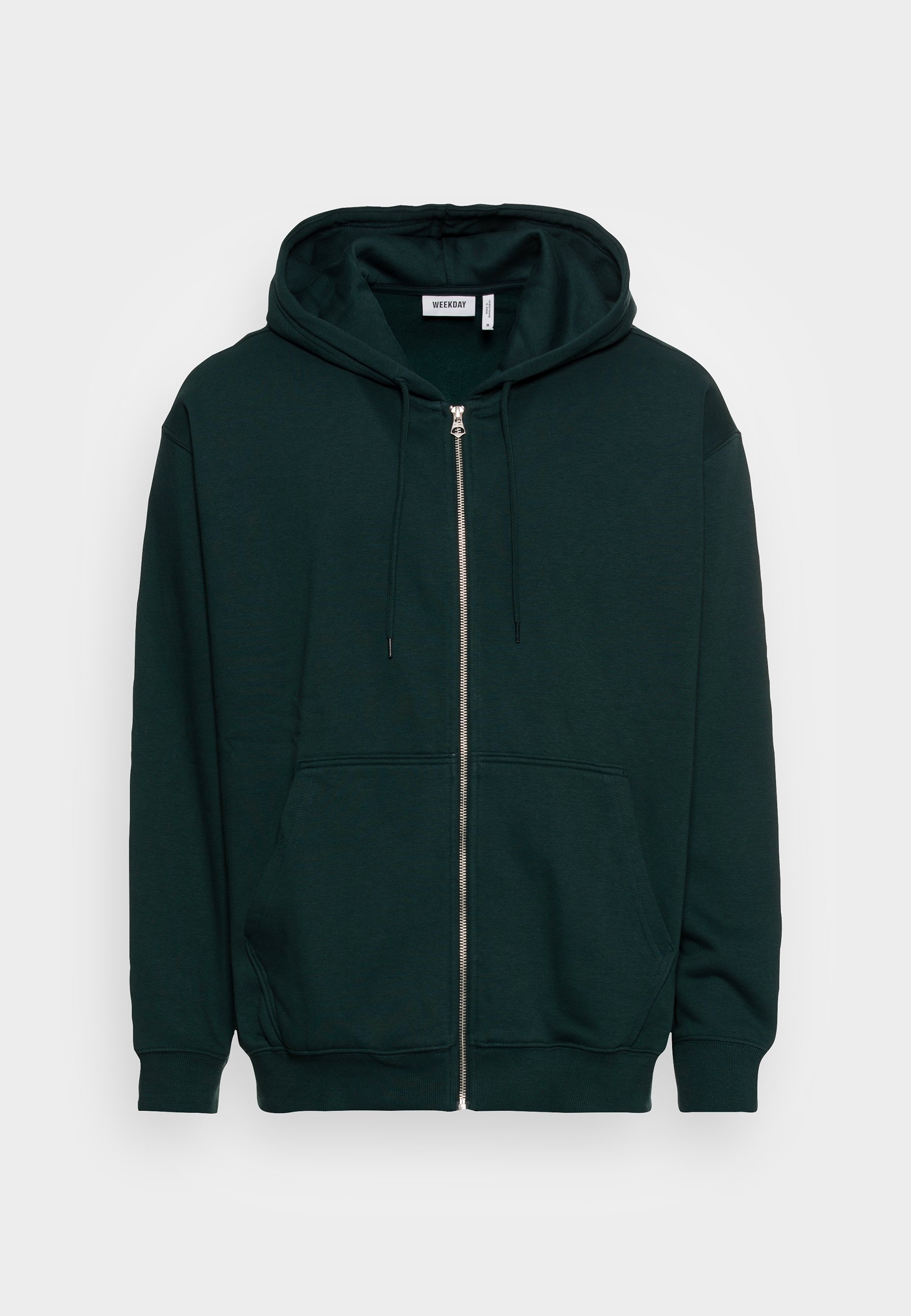Weekday ZIP HOODIE - Zip-up sweatshirt - dark green - Zalando.co.uk