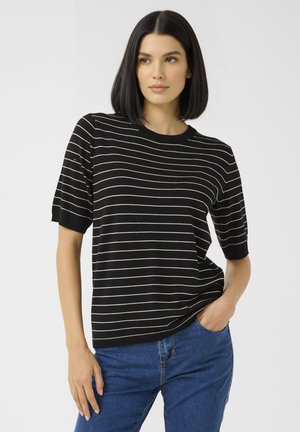 LIZZA STRIPED - Trükipildiga T-särk - black feathergreymel narrow