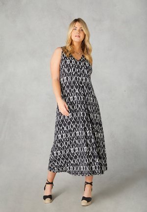 Live Unlimited London MONO IKAT MIDAXI - Jerseyjurk - black