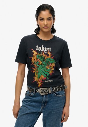 T-Shirt print - jet black slub