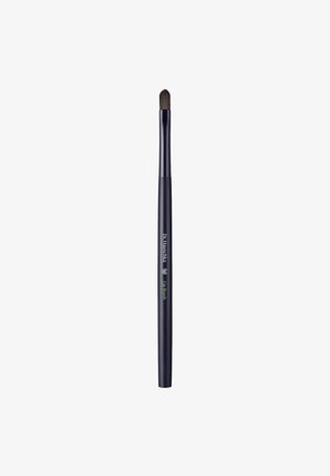 Lip brush with a slender black handle and a rounded, soft bristle head. Features brand logo and text in green. Smooth, matte finish.