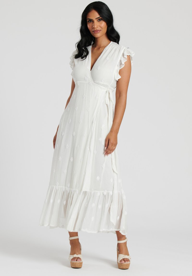 South Beach - SUMMER SEQUIN DETAIL WRAP - Maxi dress - white, Enlarge