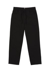 Zwarte trainingsbroek met een elastische tailleband, een verstelbare trekband, twee zijzakken en een ontspannen pasvorm. Gemaakt van zachte, duurzame stof.