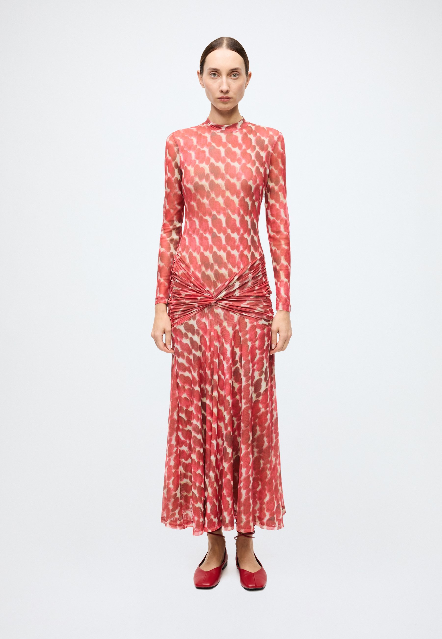 Bardot LEA PRINTED MESH DRESS - Maxi dress - red spot/light red -  Zalando.co.uk
