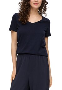 s.Oliver MIT FLAMMGARNSTRUKTUR - T-Shirt basic - navy