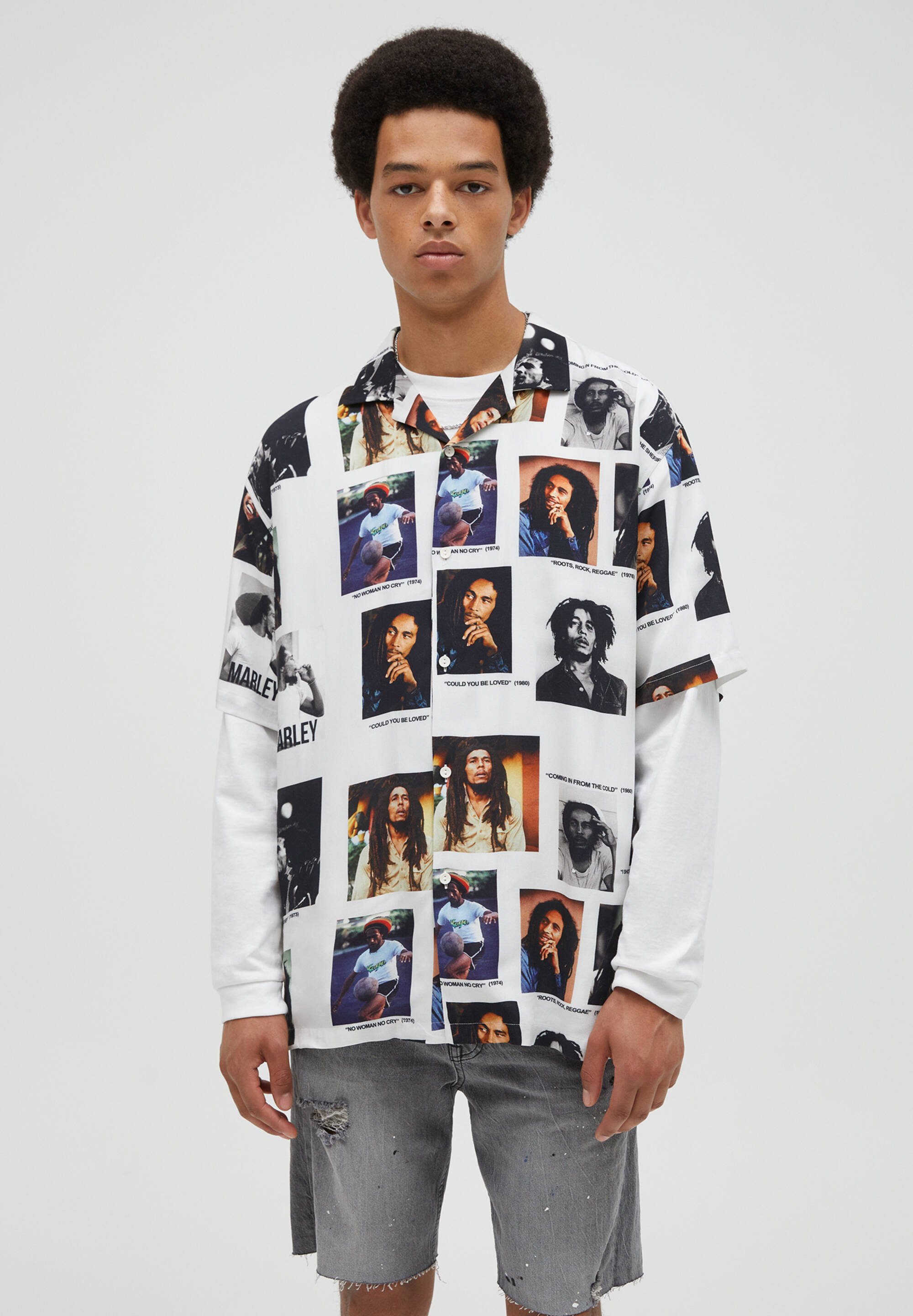 PULL\u0026BEAR BOB MARLEY - Shirt - white 