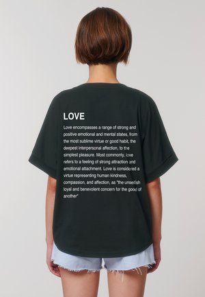 LOVE DEFINITION  BACK PRINT ROLLUP TEE OVERSIZED - Print T-shirt - black