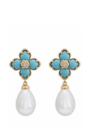 FLOWER CLOVER PEARL DROP TURQUOISE - Earrings - white