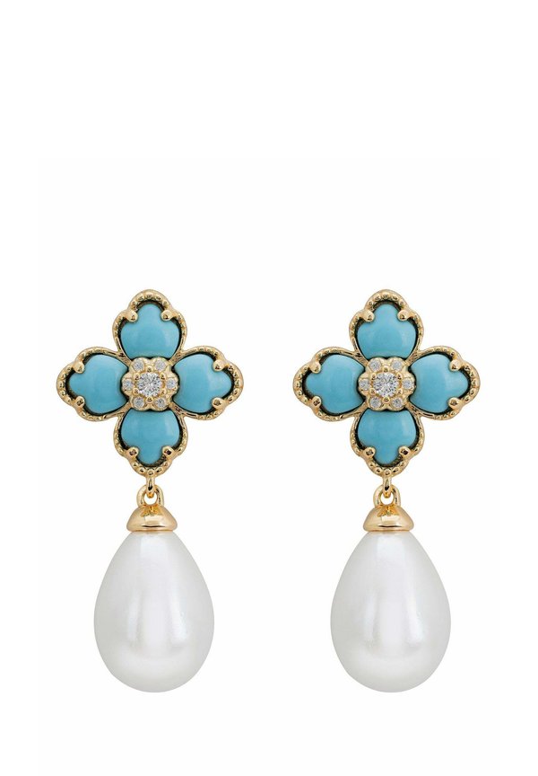 FLOWER CLOVER PEARL DROP TURQUOISE - Earrings4