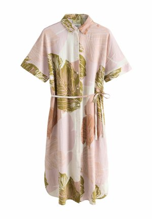 PETITE FIT - SHORT SLEEVE WAIST MIDI - Kreklkleita - cream palm print