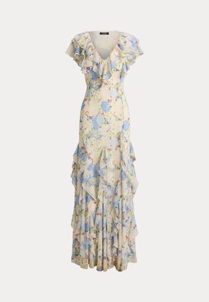 Lauren Ralph Lauren, FLORAL RUFFLE-TRIM GEORGETTE GOWN - Maksikleit - blue multi