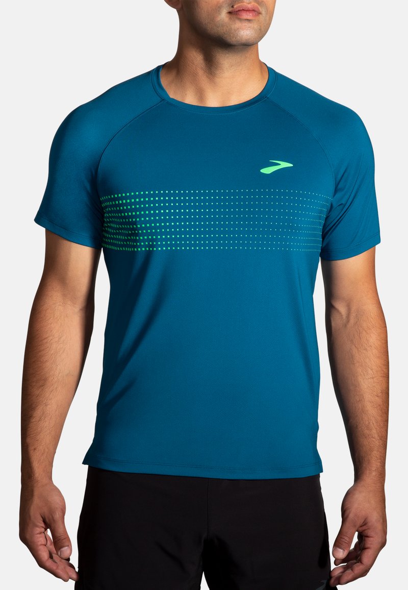 Brooks ATMOSPHERE SHORT SLEEVE 2.0 - Sports T-shirts - dk ocean pixel stripe