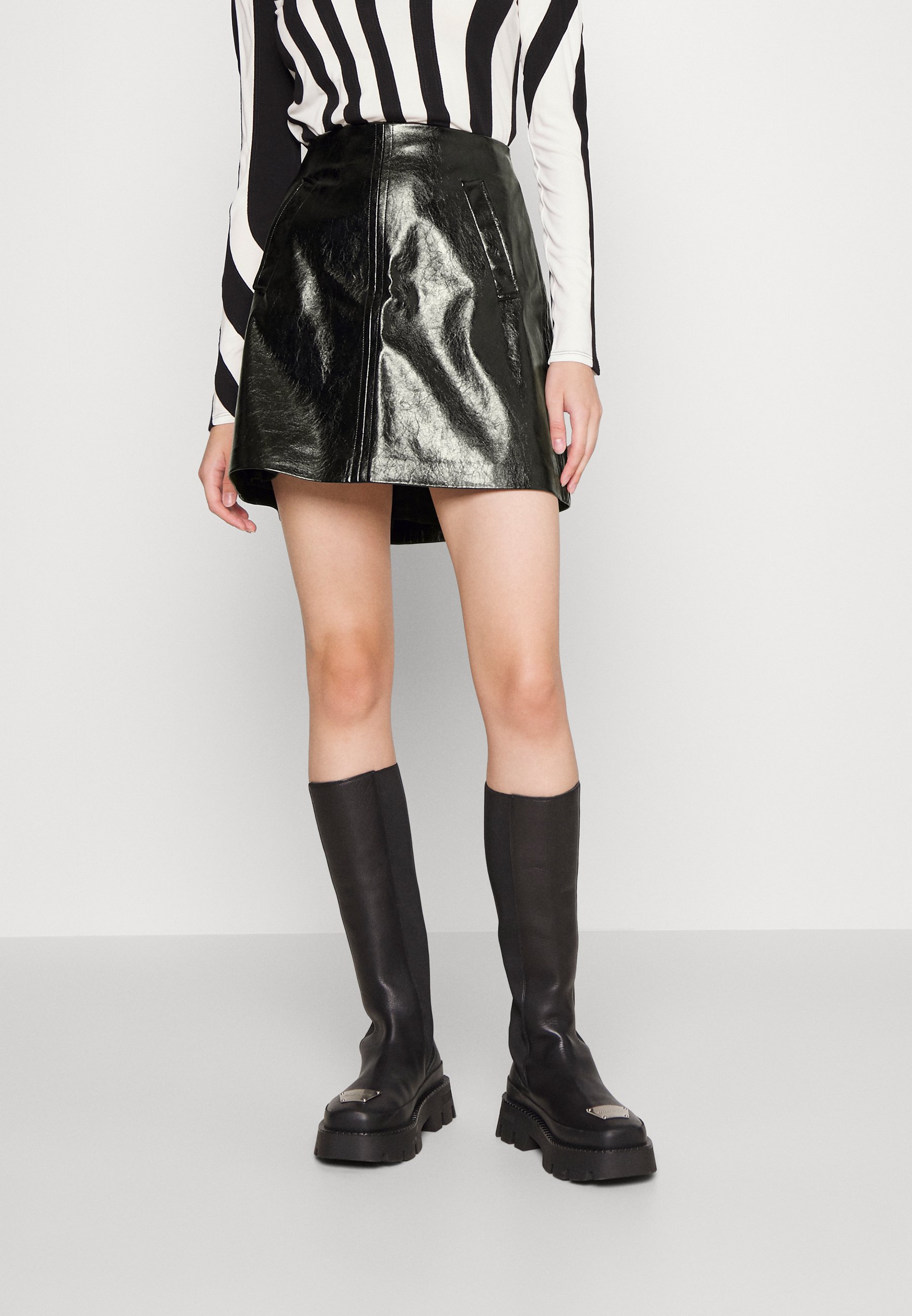 dkny leather skirt