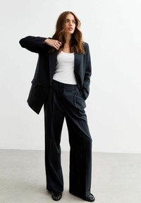 New Look PINSTRIPE WIDE LEG - Tygbyxor - navy