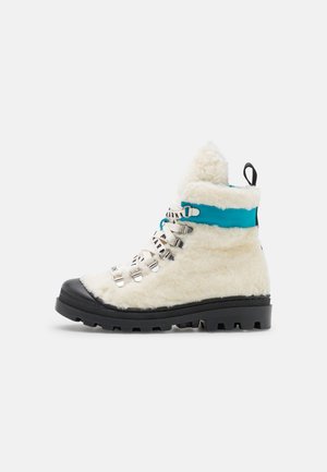 UNISEX - Botins de atacadores - ivory/light blue