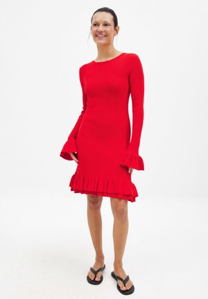 FRILL DETAIL MINI - Šaty do práce - red