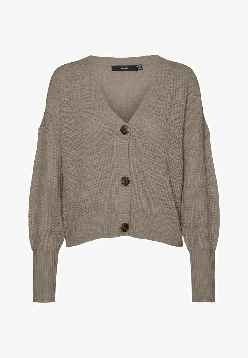 Vero Moda VMLEA LS V NECK CUFF NOOS - Kardigan - roasted cashew