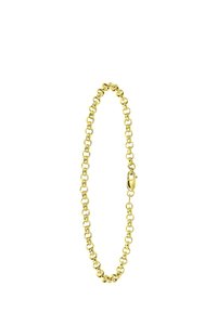 Gold-colored bracelet featuring rounded link design with a lobster clasp closure. Smooth, shiny metal surface with even texture throughout.