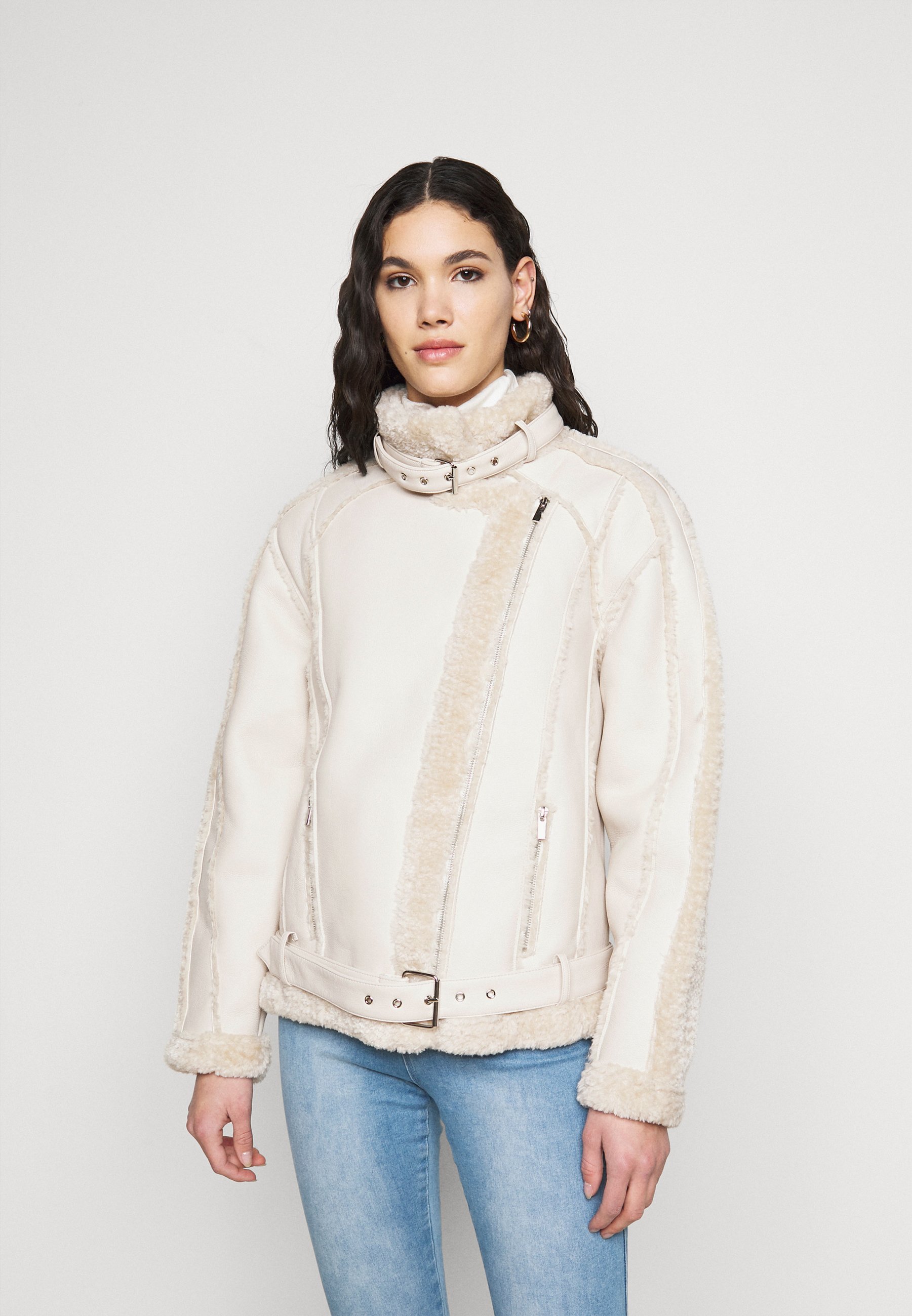 Missguided cream aviator jacket Clearance