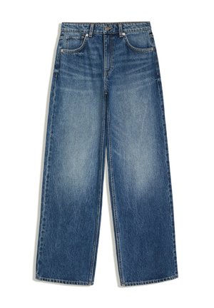 Bershka, STRAIGHT WIDE HIGH WAIST- JEANS - Wide Leg - dark blue