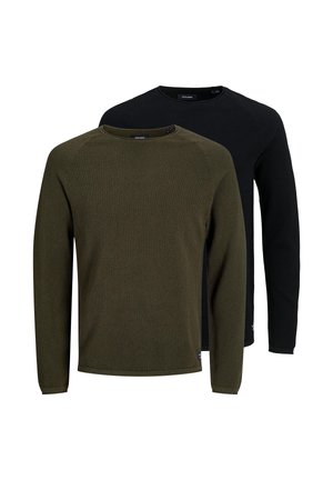 2 PACK - Strickpullover - schwarz/dunkelgrün