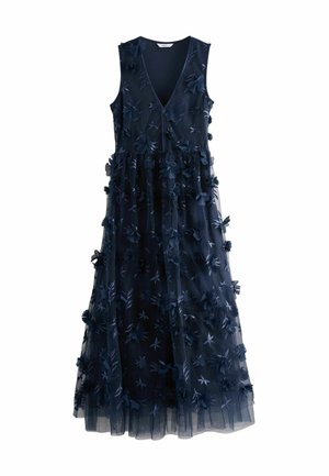 Next 3D FLORAL TEXTURED V-NECK  - REGULAR FIT - Iltapuku - blue navy