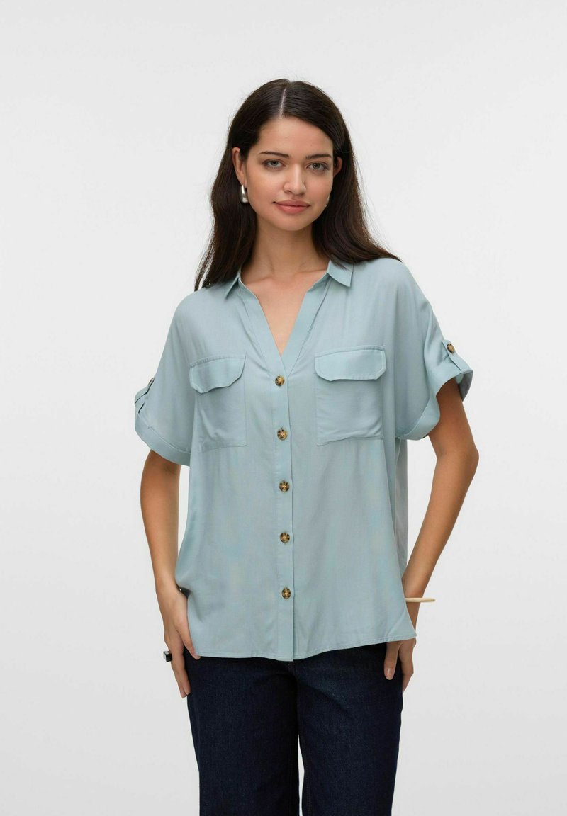 Vero Moda VMBUMPY NOOS - Button-down blouse - gray mist