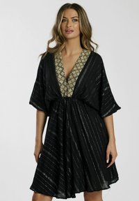 V NECK MINI - Jurk - black
