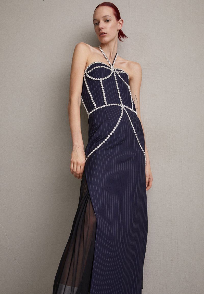 ROKH CRYSTAL DETAILED CORSET DRESS Occasion wear navy/white/black
