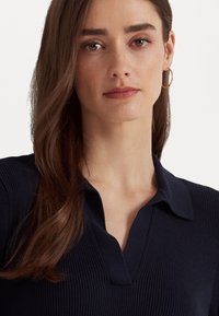 Lauren Ralph Lauren RIB KNIT COTTON BLEND POLO JUMPER - Polo marškinėliai - navy
