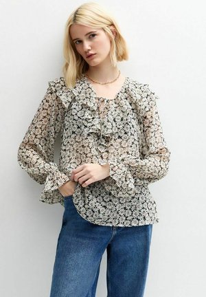 MULTICOLOURED DAISY PRINT FRILL TRIM - Blouse - multicoloured