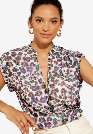 Love & Roses ROLL SLEEVE REGULAR FIT - Blūze - ivory white animal