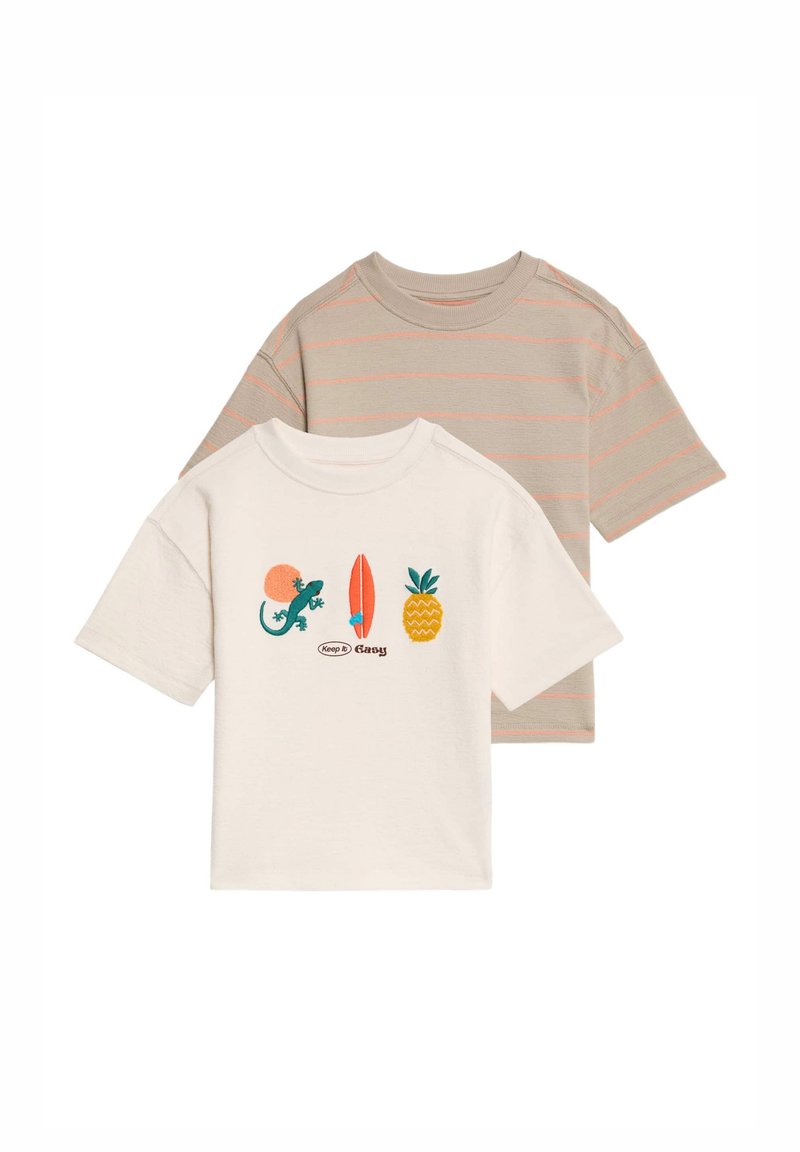 Marks & Spencer 2 PACK EMBROIDERED AND STRIPE - Camiseta estampada - multi