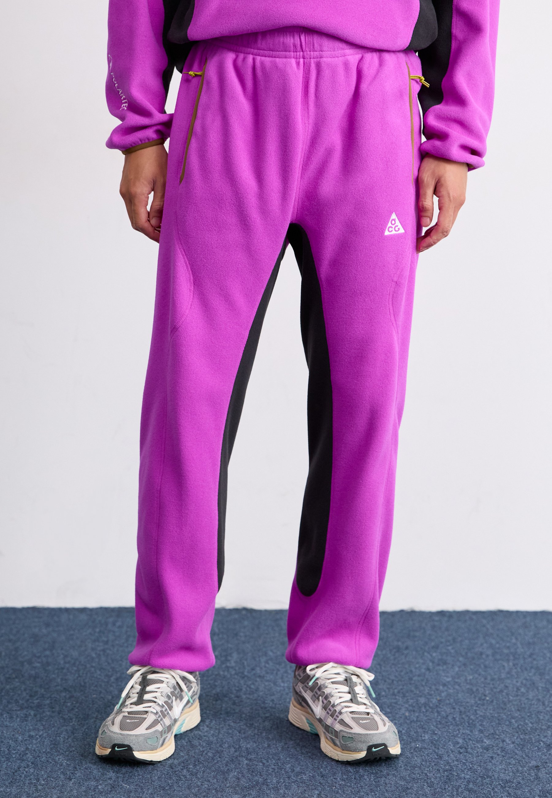 韓国商品/FRITUR Lace Track Pants Purple NEEDLES Track Pants Zipped Straight Taupe x Purple lines