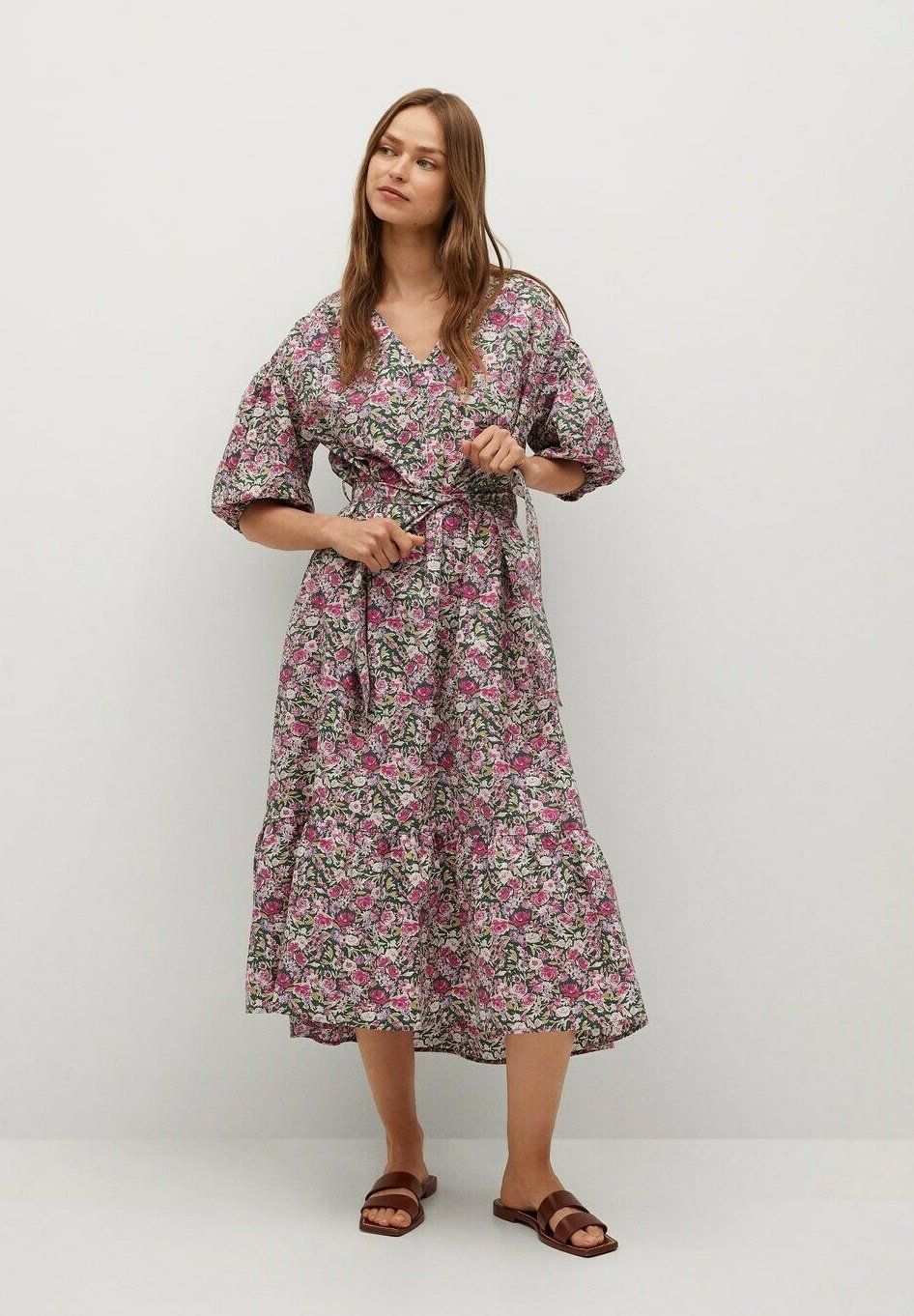 mango robe longue rose