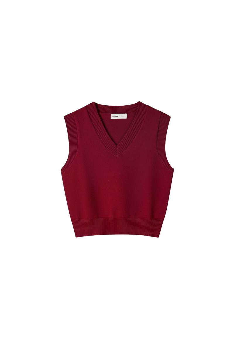 Bershka V-NECK Top dark red/dunkelrot - Main Image