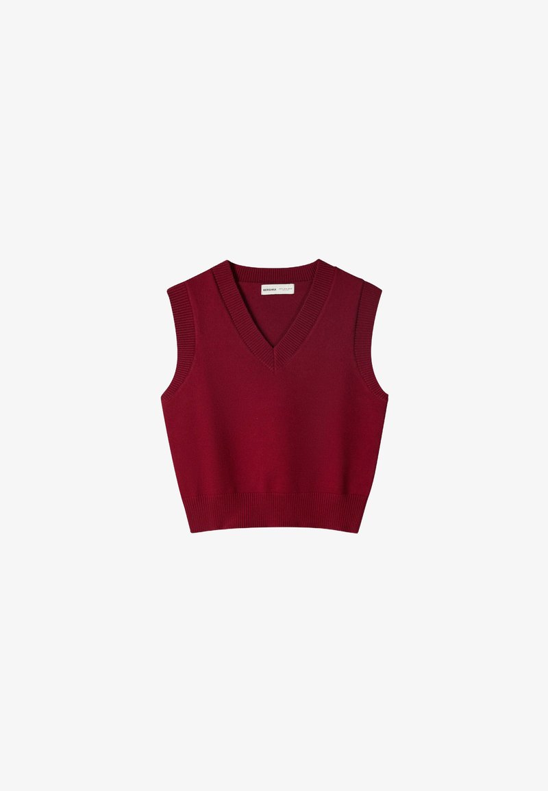 Bershka V-NECK Top dark red/dunkelrot - Main Image